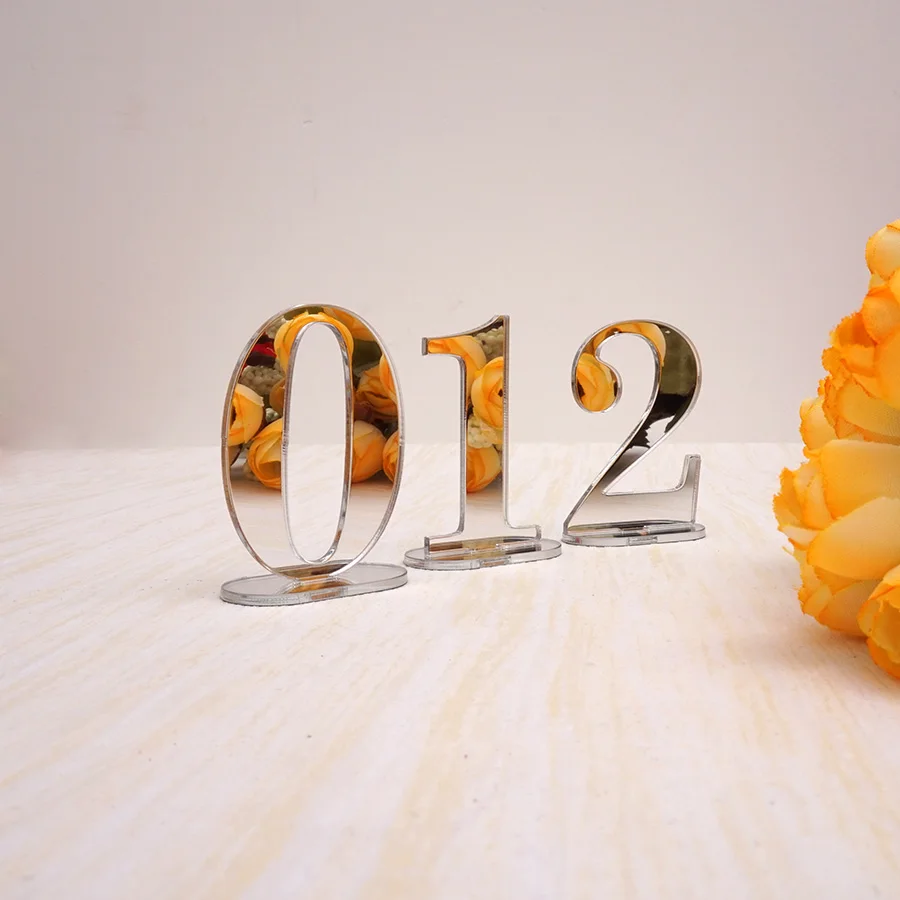 Numbers 1-10/1-20 Base Set Mirror Table Numbers Wedding Birthday Party Table Card Baby Shower Wedding Decoration Number Holder