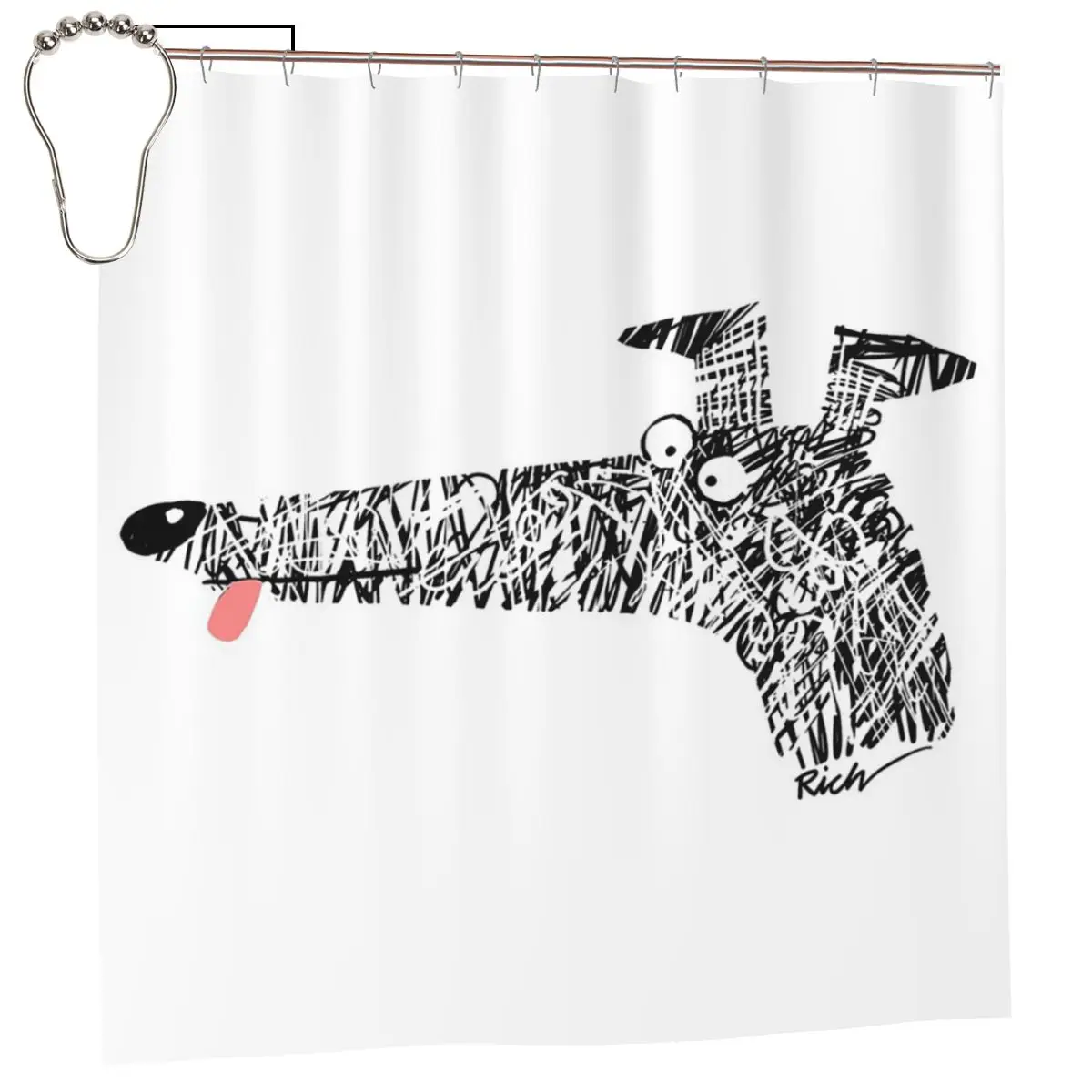 

Занавеска для душа Scribblehound, полиэстеровая, водонепроницаемая, с крючками