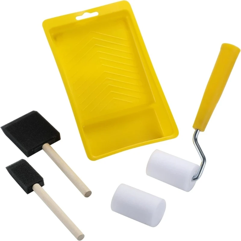 

Convenient Painting Supplies Small Paint Rollers with Tray Essential Painting Plastic Perfect for Cabinets Furniture R9UF