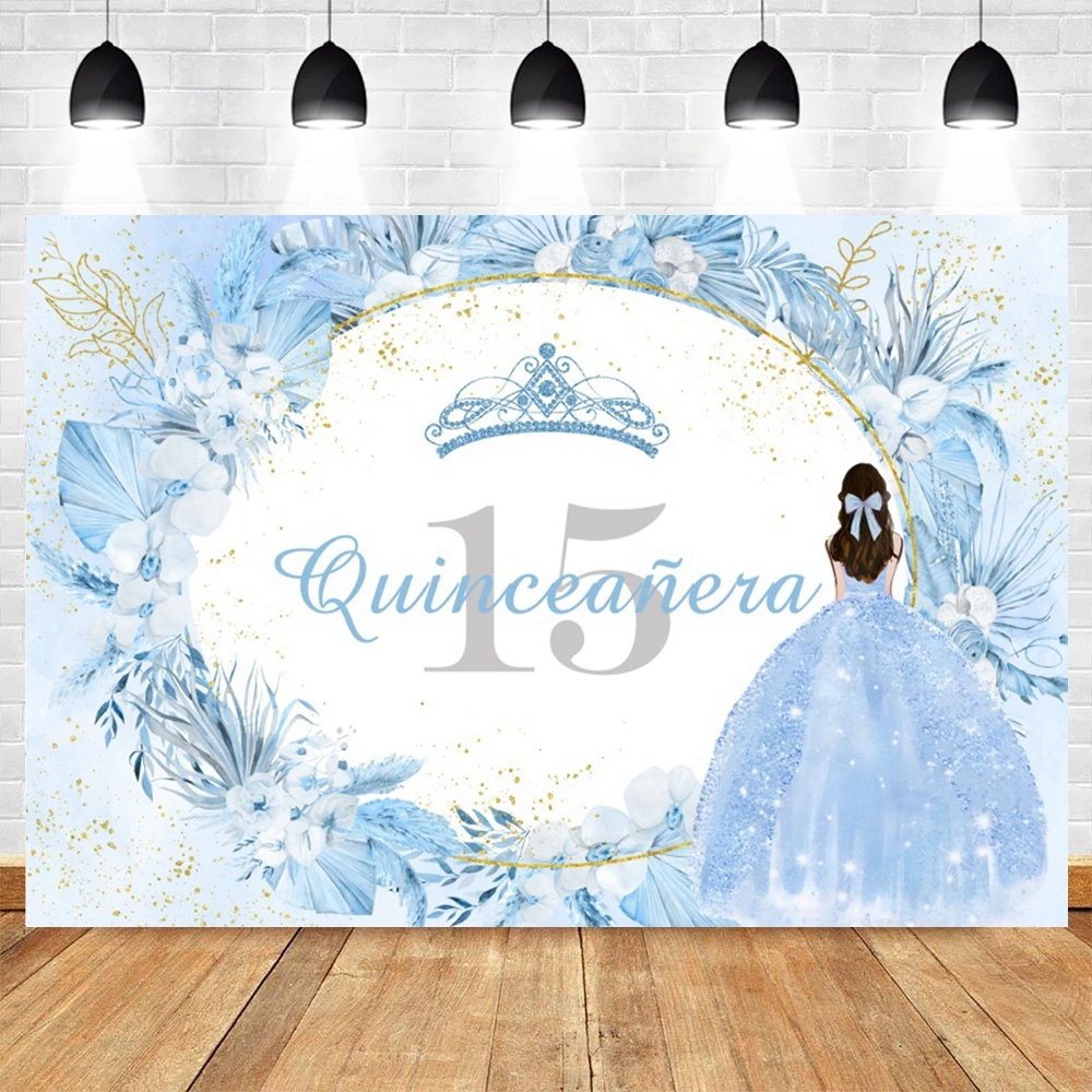 Quinceañera Princess 15th Birthday Backdrop Customized Girls Fifteen Years Old Flowers Party Decor Background Photo Studio Props