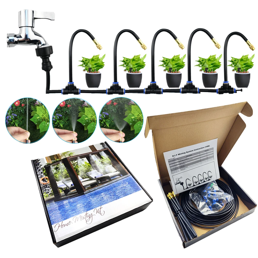 20cm Flexible Copper Mist Spray Nozzle with Quick Push Lock for Universal Garden Humidification