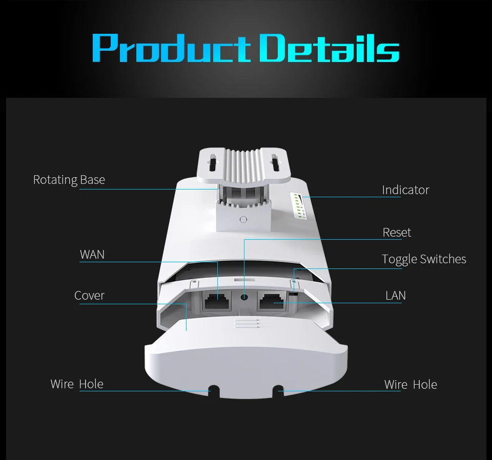 Imagem -05 - Comfast-ponte ap sem Fio ao ar Livre Ponto de Acesso Wifi Cpe Antena Wifi 11dbi Roteador Nanostation Cf-e113a 300mbps 5.8ghz 3km Pcs