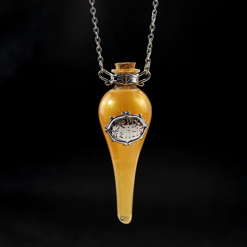 Water Drop Vintage Necklace Stainless Steel Magic Drifting Potion Lucky Bottle Pendant For Men Women Liquid Jewelry Gifts