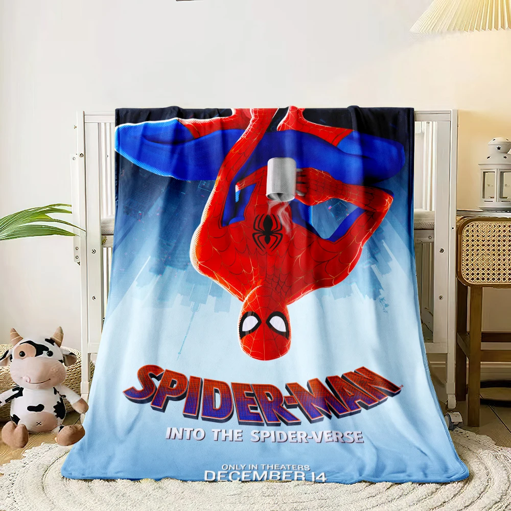 Spider-Man Cartoon printed flannel thin blanket. Four seasons blanket. for sofa, beds, living room, travel picnic blanket gifts