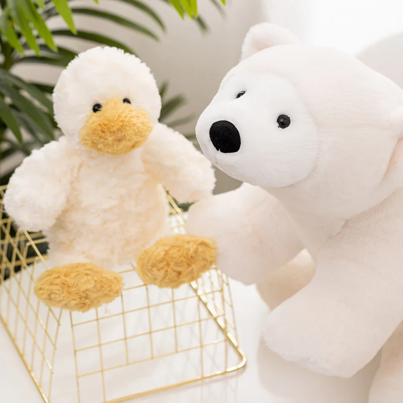 1pc 26-50cm Curly Duck Plush Toys Kawaii Polar Bear Soft Stuffed Cartoon Animal Doll Baby Kids Toys Home Decoration