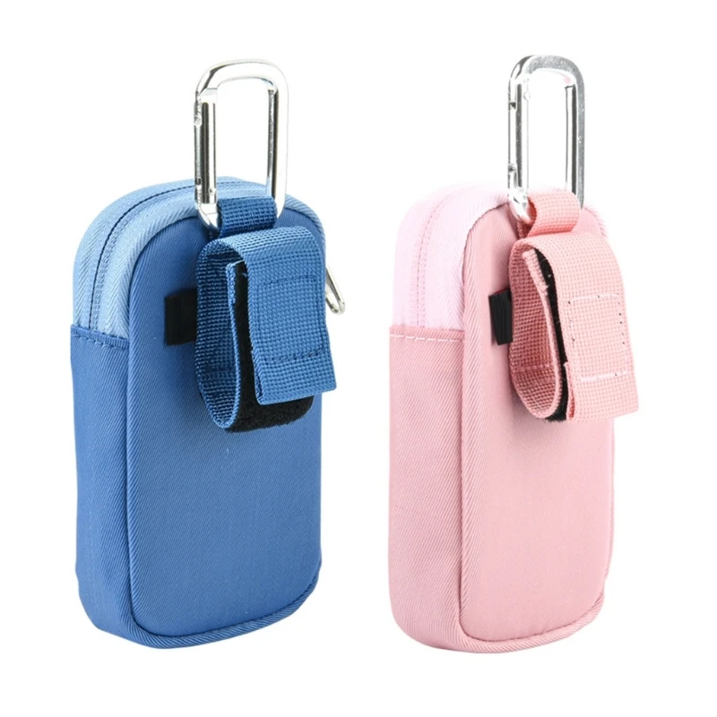 Portable MP3/MP4 Storage Bag with Carabiner Convenient Clear Window Travel Carrying Case Anti-bump Organiser