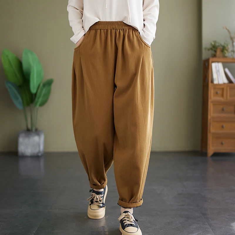 Модные женские флисовые брюки большого размера