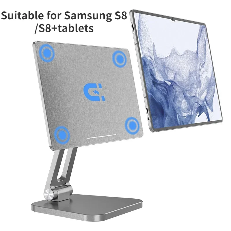 

Tablet Stand 360 Rotation Aluminum Alloy Suspended Magnetic Holder Desktop Bracket Office School for Samsung S8/S8+