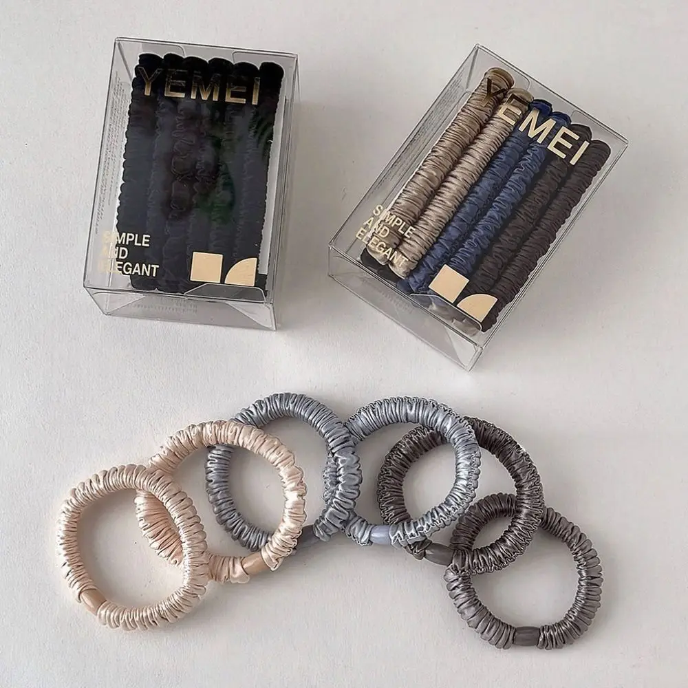 12pcs/box Boxed Silk Hair Rope Set Solid Color Hair Ring Colorful Hair Scrunchies Ponytail Holder Korean Style Basic Hair Tie