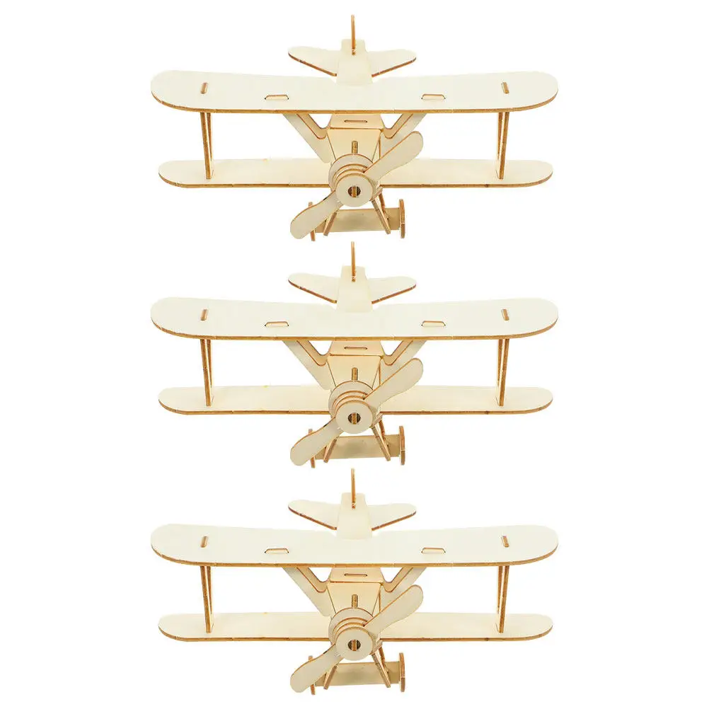 木製飛行機キット3個：diy-3dパズル組み立て玩具、ヴィンテージ飛行機模型、航空機装飾、グライダー、子供向け飛行玩具