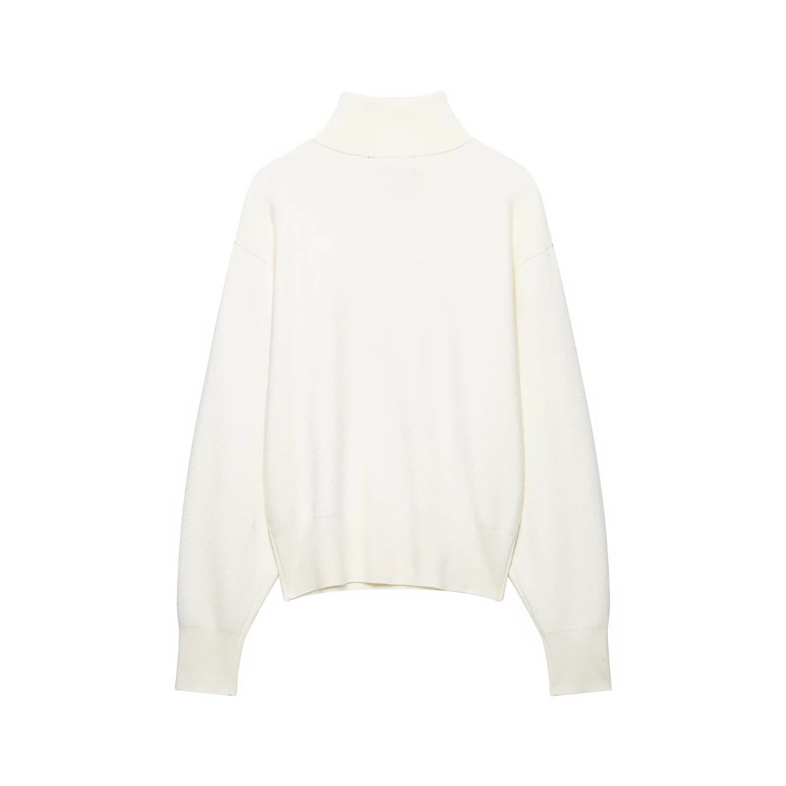European and American style autumn new women's clothing simple long sleeved stand up collar casual zipper knitted sweater