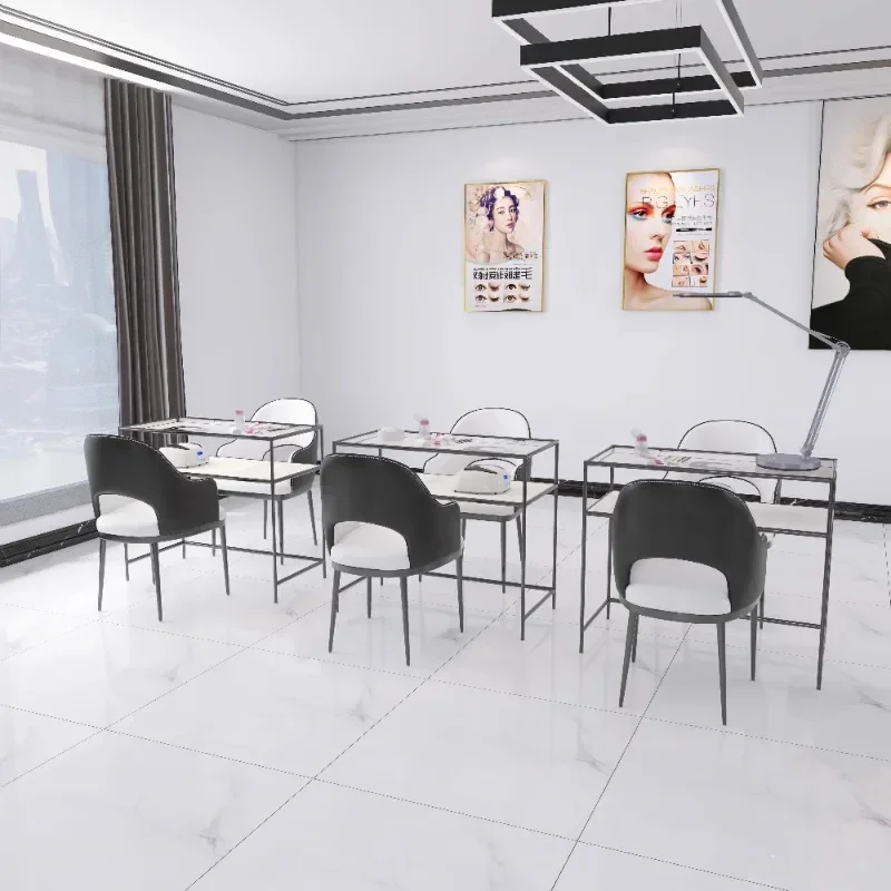 Design Easy Clean Nail Table Designer Transparent Waterproof Simple Nail Desk Reception Makeup Nail Salon Furniture