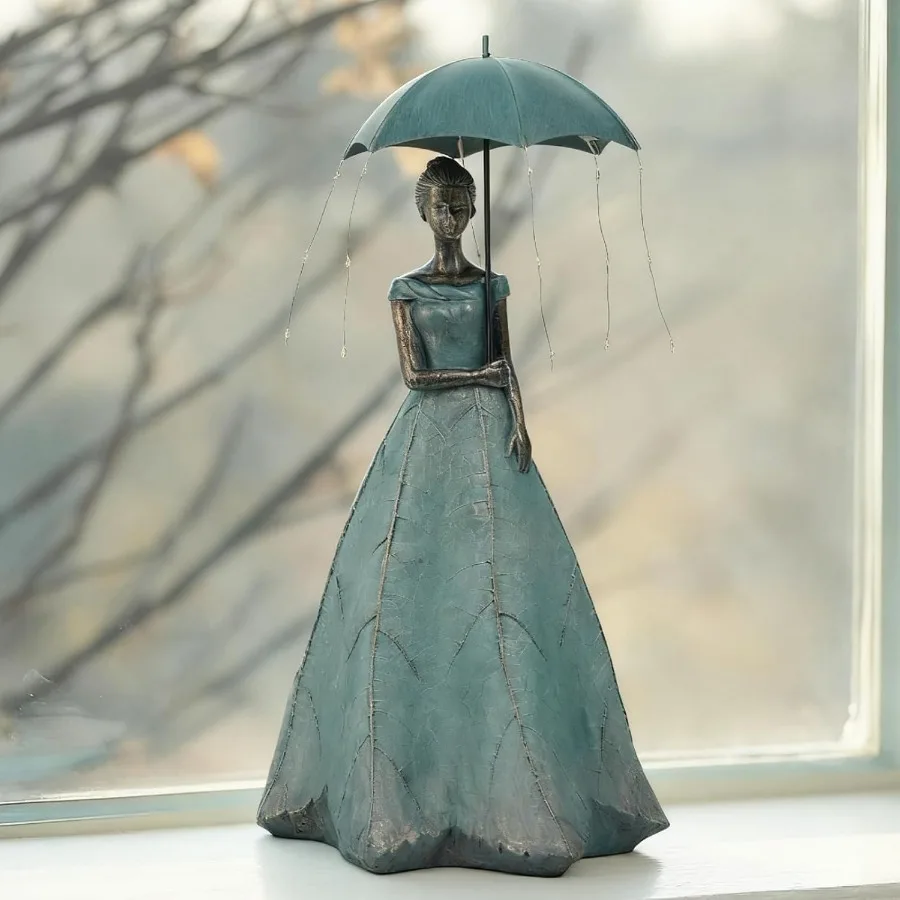 

Solar Fairy Outdoor-Statue Garden-Decor - 18" Resin Leaf Girl Sculpture with LED Lights for Garden/Patio/Yard Waterproof Fairy