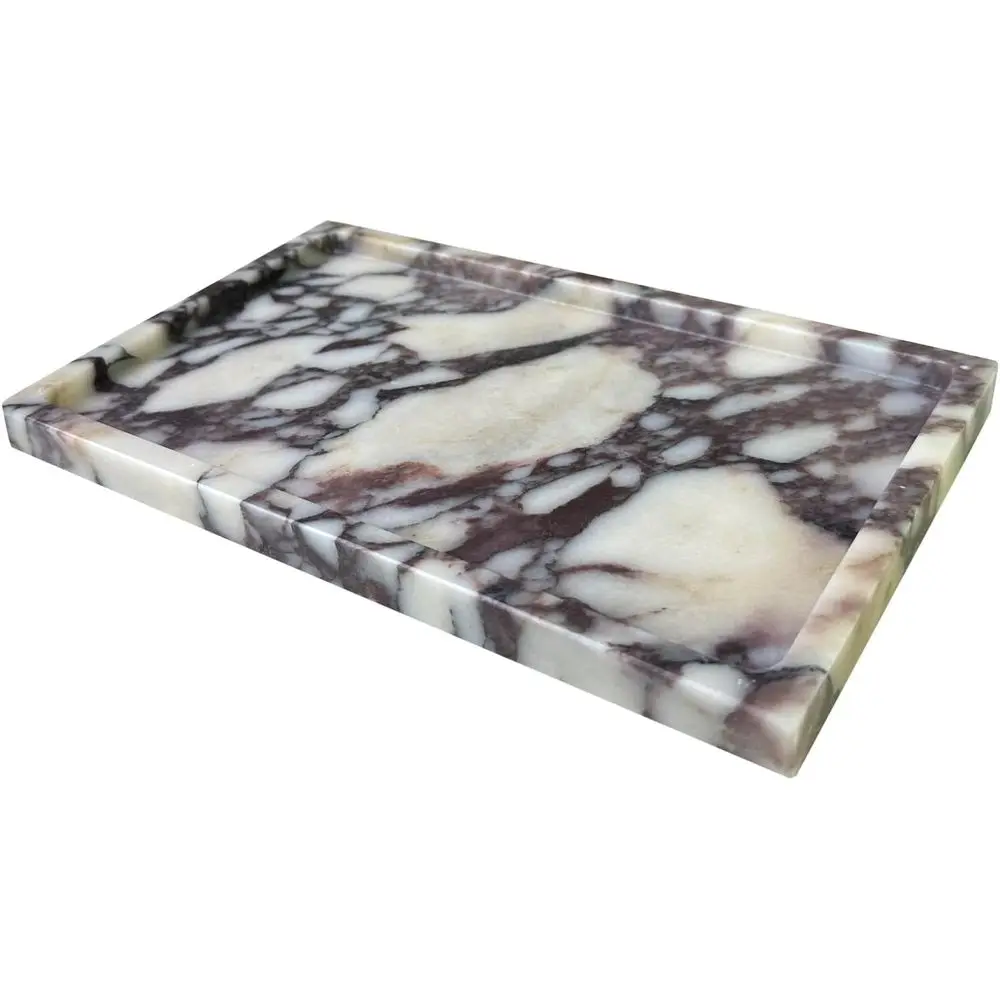 

Natural Marble Vanity Tray, 9.8"x5.9" Genuine Calacatta Viola Marble Tray or Bathroom/Kitchen/Drer
