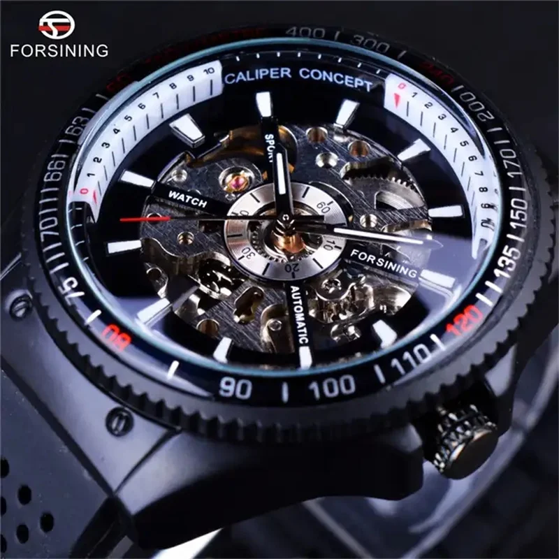 FORSINING 466A Original Mechanical Watch For Man Classic Business Design Watches Wrist Mens Fashion Luxury Silicone Party Gift