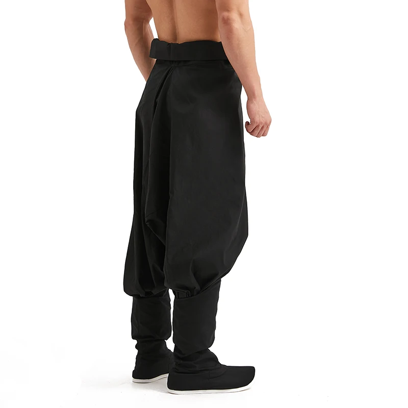 1pc Drop Low Crotch Baggy Hanfu Pants Men Wide Leg Pants Chinese Traditional Ming Dynasty Trousers Bloomers Yoga Ninja Pants