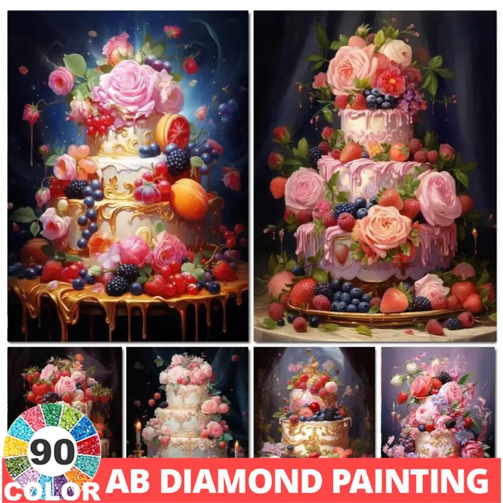 

AB 5D DIY 90 цветов алмазная живопись красочные цветы свежие фрукты торт полная дрель горный хрусталь вышивка мозаика вышивка крестиком