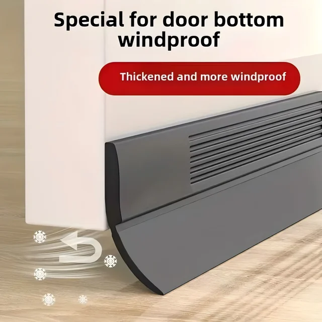 YITAPE 1M Thickened Door Bottom Seal Strip Self-Adhesive Silicone Rubber Weatherstrip Soundproof Windproof Dustproof Gap Sealer