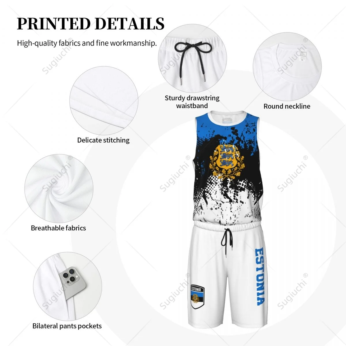 Ensemble maillot et pantalon de basket-ball pour homme, équipe Estonia Feel Mars, nom personnalisé Dahber, exclusif