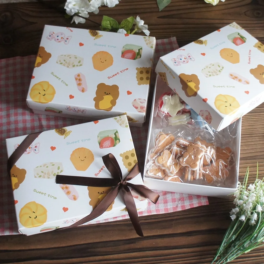 

20.5*15.5*6cm 10 Pcs Love Bake Cake Cookie Paper Box As DIY Handmade Party Gift Pack