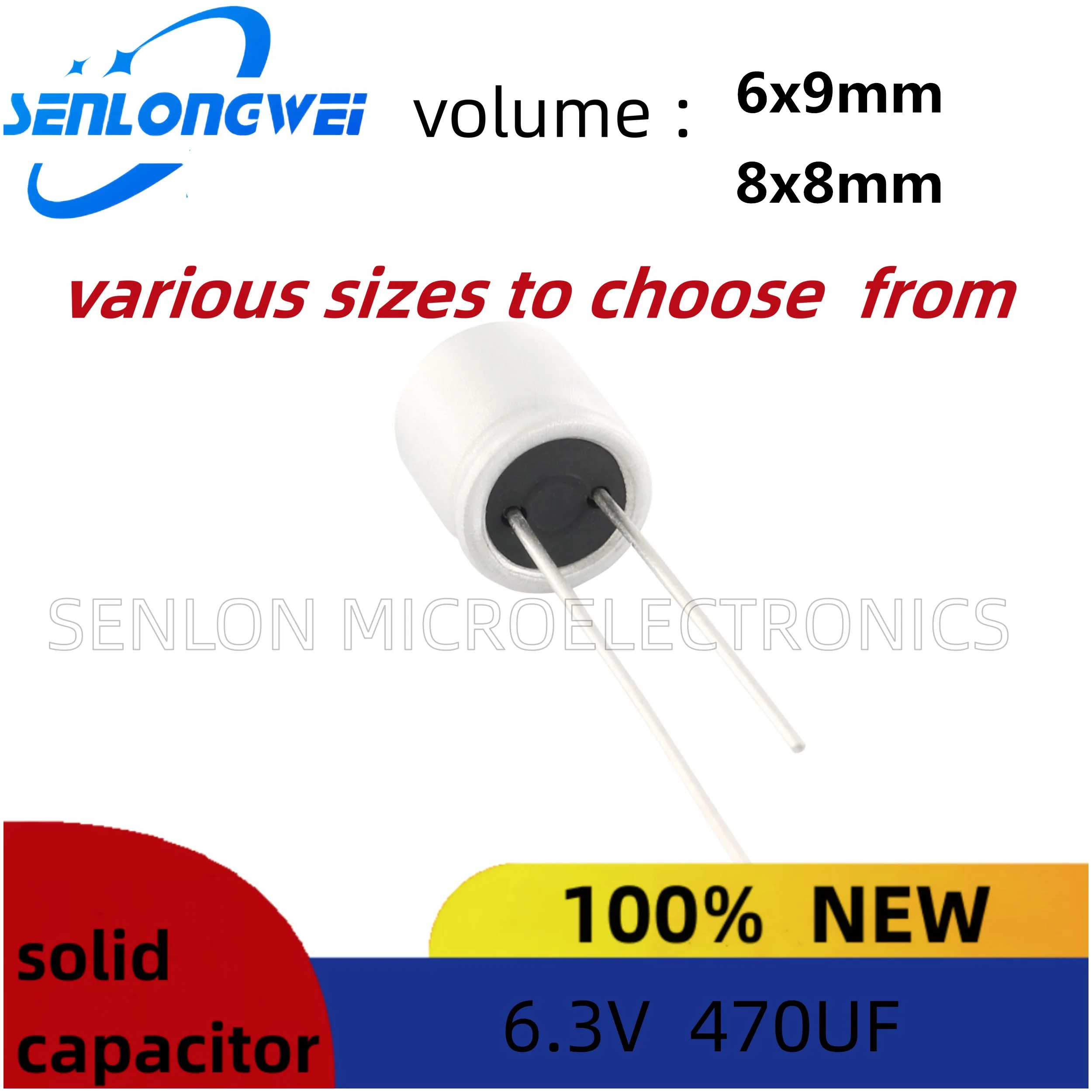 10pcs New 470UF 6.3V Capacitor volume 8x8mm Ultra Low ESR 6.3V470uF for Motherboard VGA Solid Capacitor 470UF6.3V 6*9mm