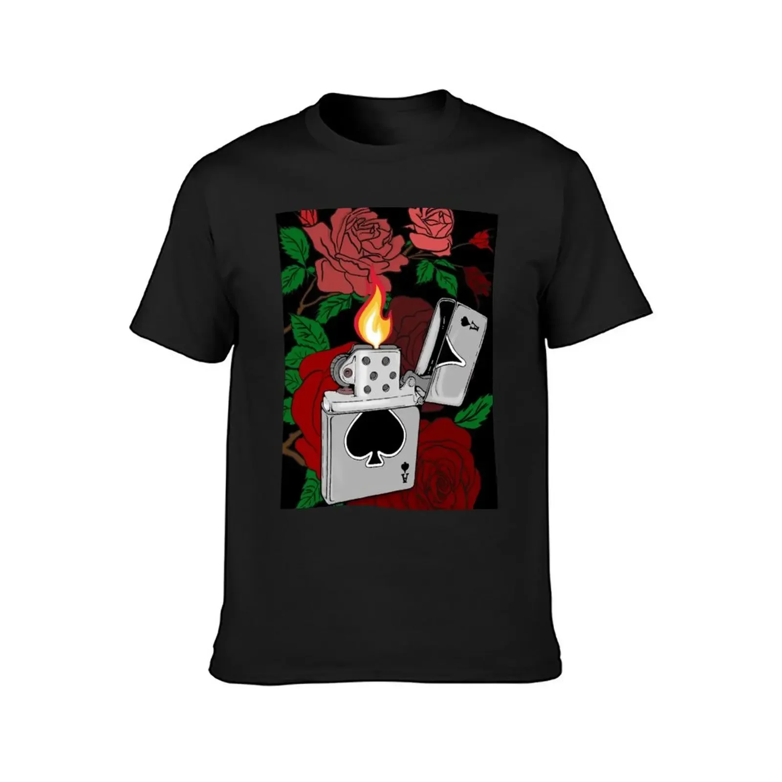 Lighter Rose (Black Background) T-Shirt plus size clothes oversized graphic tee Blouse vintage t shirts sweat shirts, men