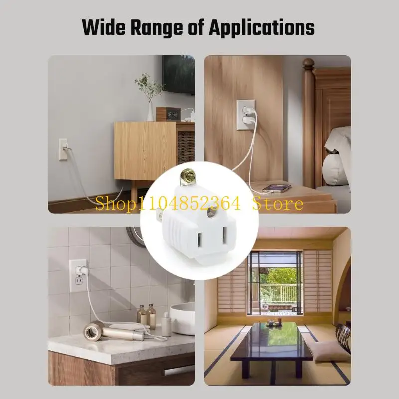 

652F Grounding Converters Adapter Outlets Plugs 2 Prongs to 3 Prongs Outlet Adapter Compacts Power Converters Easy to Use