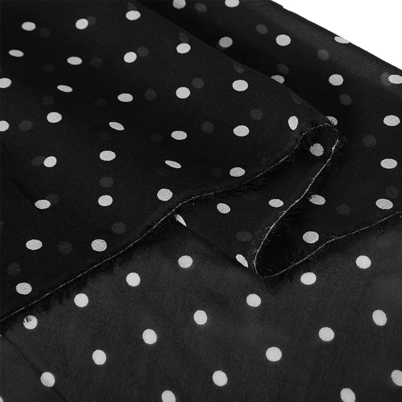 

Georgette black and white printed silk fabric spring thin transparent dress scarf