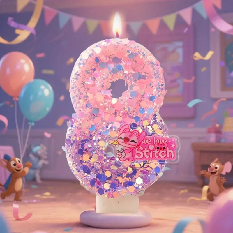 Happy Birthday Cake Topper Decorated Digital Colorful Candle