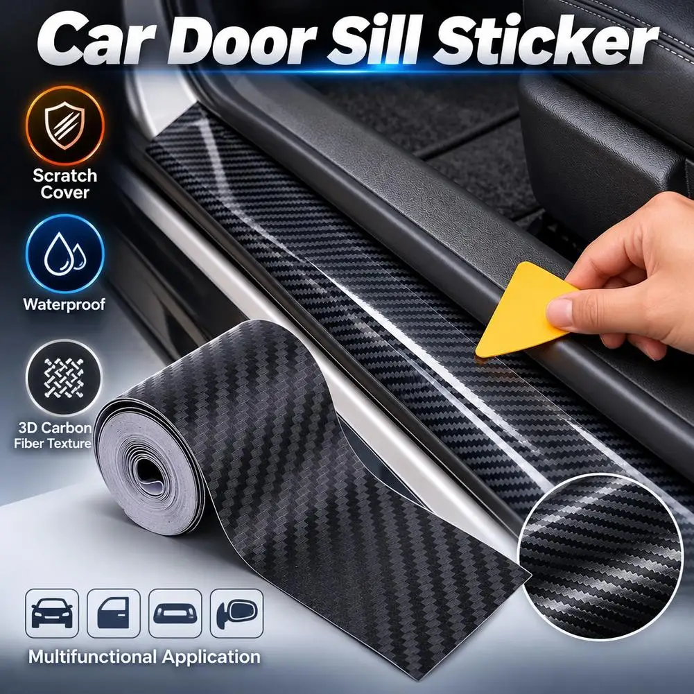 5m Nano Carbon Fiber Car Tape Sticker Door Mirror Paste Protector Strip DIY Protection Protective Film Waterproof Adhesive