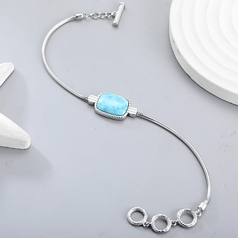 XYOP 2025 Year's Trendy Simple Larimar Bracelet in 925 Silver - Fashion Jewelry for Celebrities to Wear