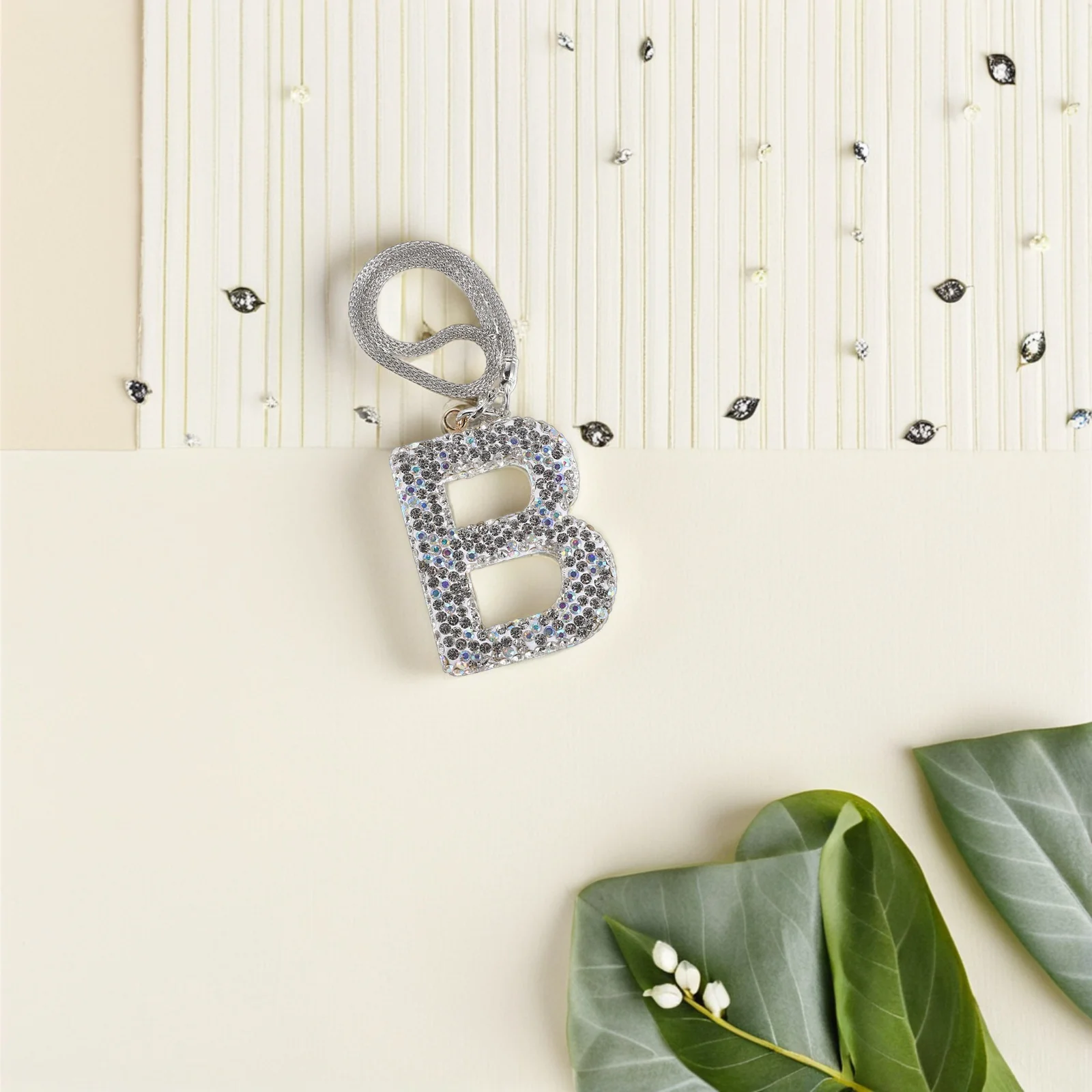 

2pcs Rhinestone Car Hanging Accessories Elegant Rearview Mirror Charms Lightweight Lucky Initial Letter Pendants Durable Smooth