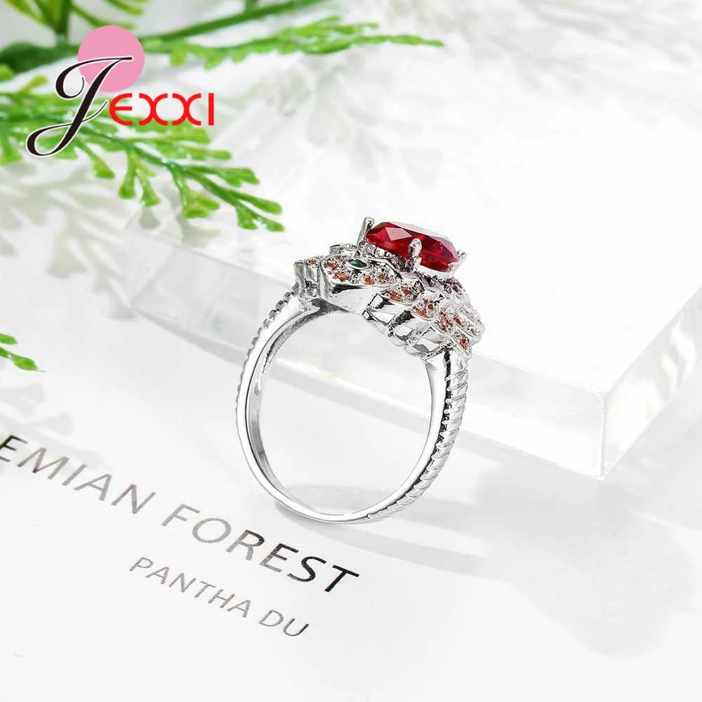 Bohemia Style Fashion Colorful CZ Party Wedding Rings For Women Gift 925 Sterling Silver Anniversary Engagement Ring