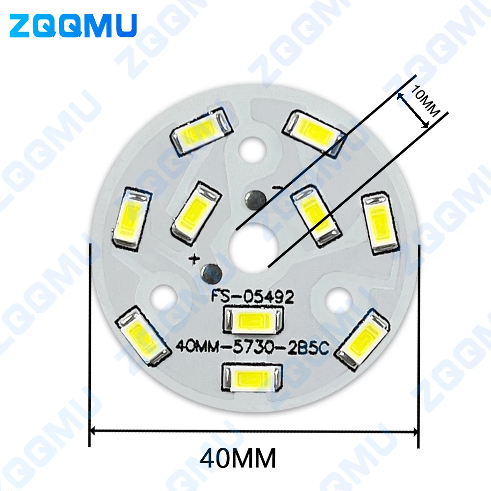 10 sztuk wysokiej jasne diody LED tablica świetlna 5W 15-17V ciepła biała średnica 40MM SMD 5730 chipy dla DIY żarówka okrągłe źródło światła