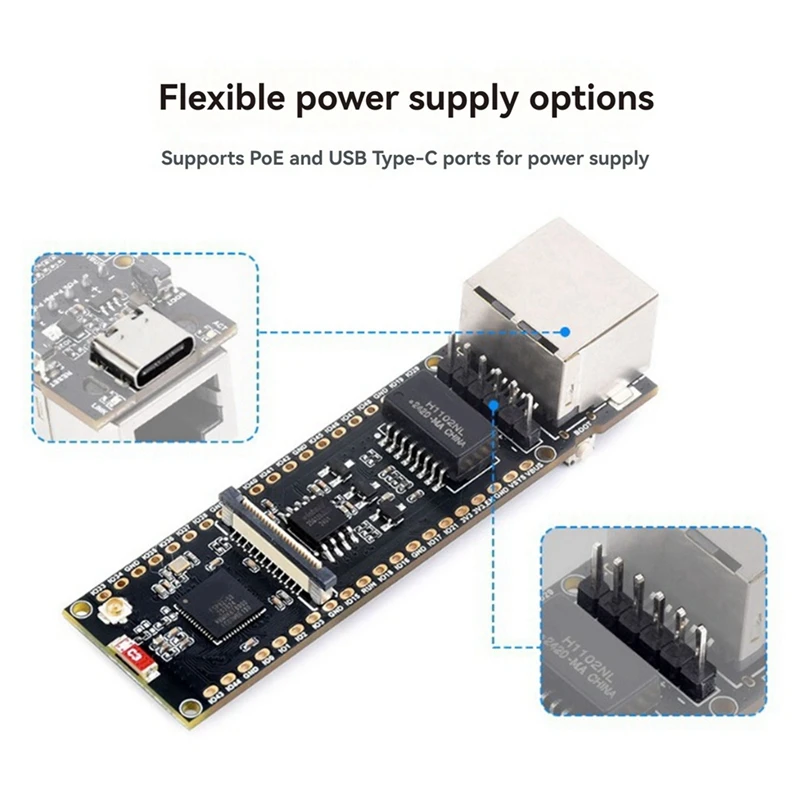 ESP32-S3 이더넷 개발 보드, 와이파이 블루투스 지원, POE 듀얼 코어 플레이트, C 타입 인터페이스