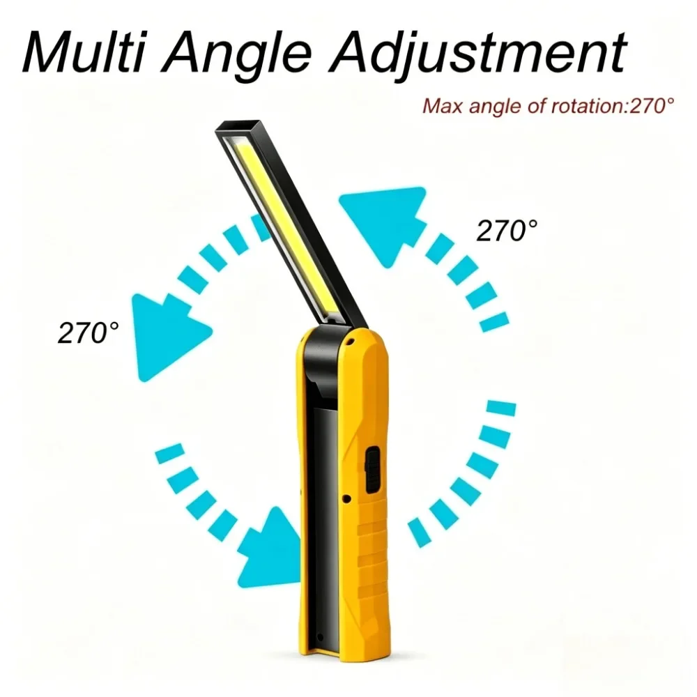 Multifunctional LED Flashlight 270° Foldable COB Work Light USB Charging 4 Modes Car Repair Light with Magnet Hook for Camping