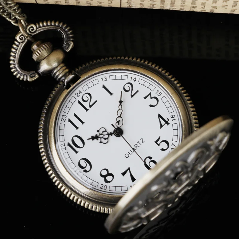 خمر الفضة الفاخرة أبي تصميم الجوف ساعة جيب كوارتز فوب سلسلة قلادة رجالي الآباء الهدايا ساعة Relogio دي بولسو