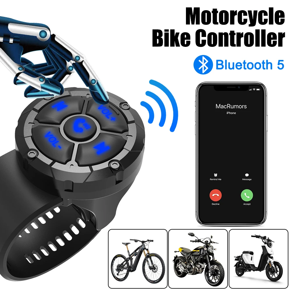 

Media Controller Portable Helmet Earphone Car Accessories Steering Wheel Remote Control Wireless Bluetooth 5.3 Remote Button