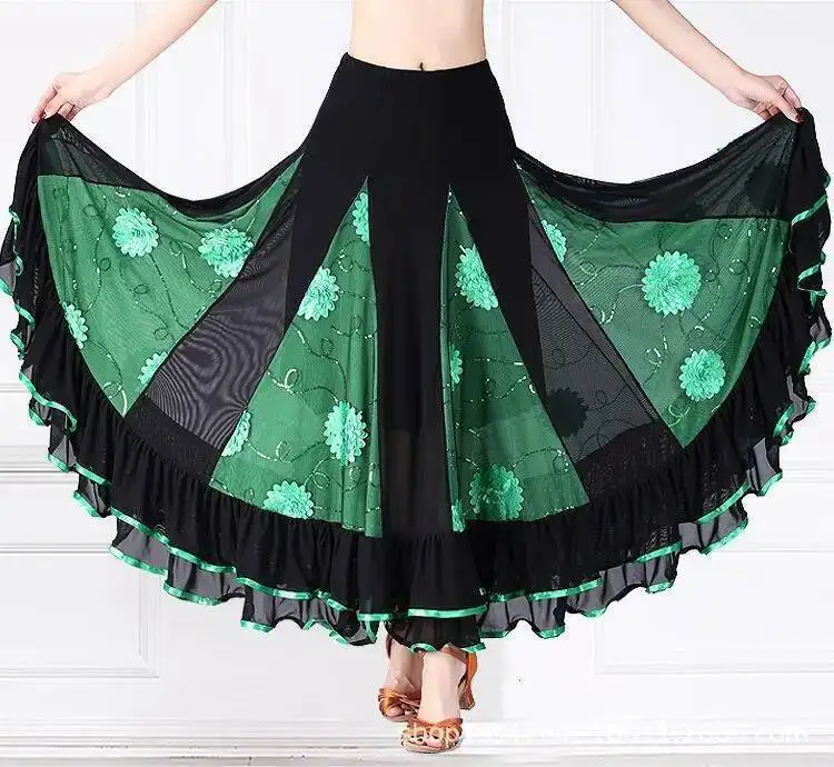 Sukienka do walca balowego, tańca nowoczesnego, do ćwiczeń tanecznych, sukienka do tańca towarzyskiego do połowy łydki, sukienka do tańca social, sukienka na występy sceniczne, sukienka z dużym zamachem.