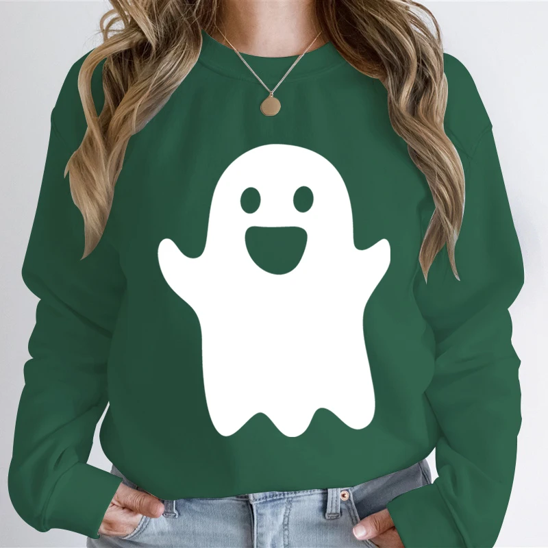 Cute Ghost Happy Halloween Gift Sweatshirt Women Autumn Hoodies Funny Halloween Ghost Classic Hoodie Women Halloween Sweatshirt