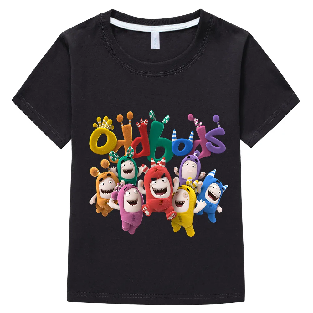 Anime Oddbods T-Shirt Bonito para Crianças, 100% Algodão, Manga Curta, Kawaii Impressão Tees para Meninos e Meninas, Confortável Crianças Tee