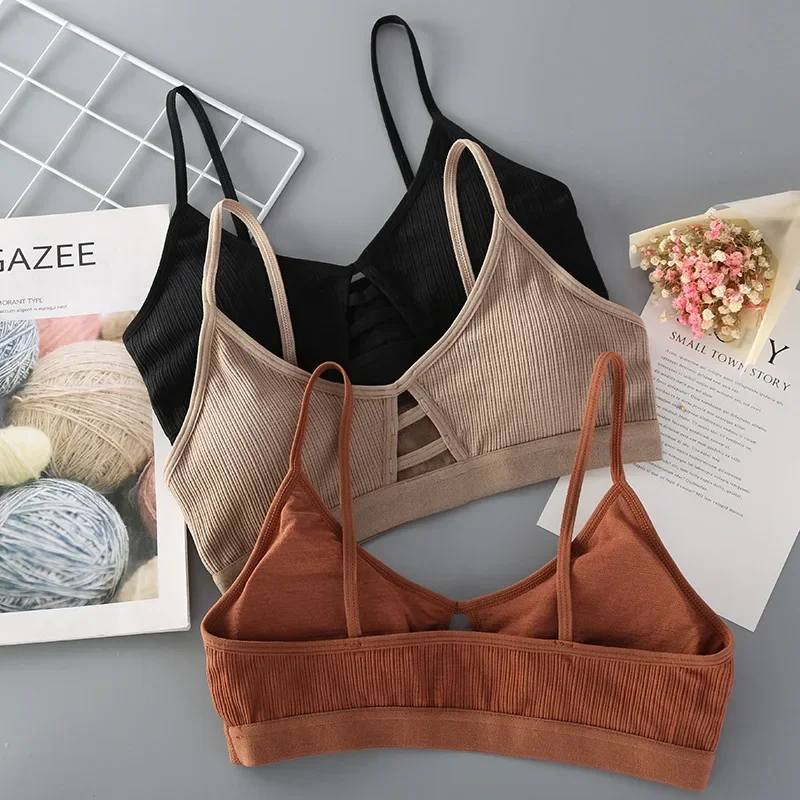 Sujetador deportivo de algodón para mujer, Top de tubo, ropa interior sin costuras, Bralette sin aros, lencería Sexy sin aros, novedad