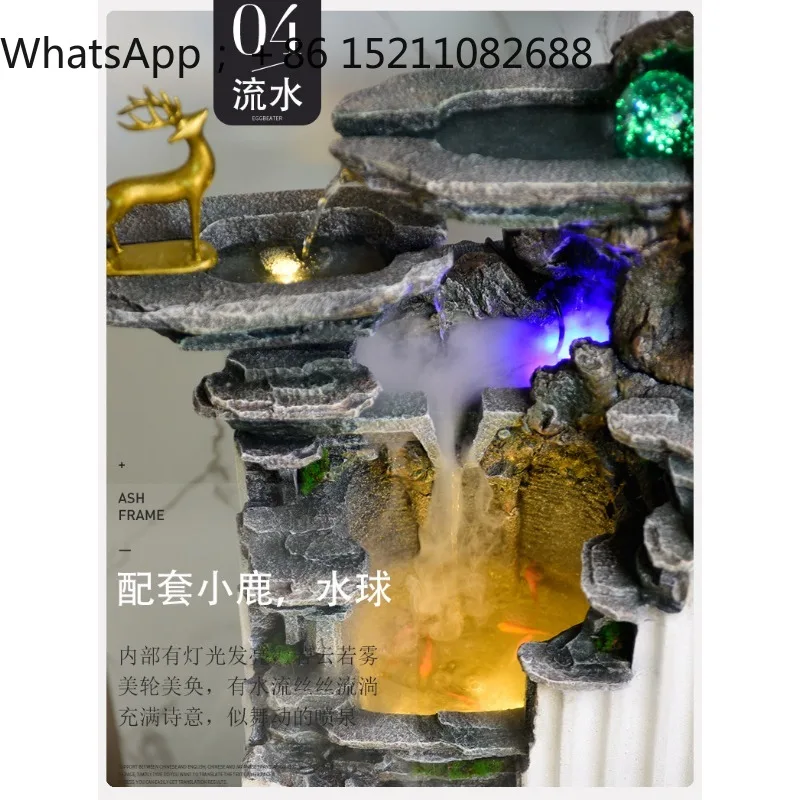 SCY Zen bonsai water jet landing rockery waterfall, indoor relaxation water ornament, living room entrance decoration