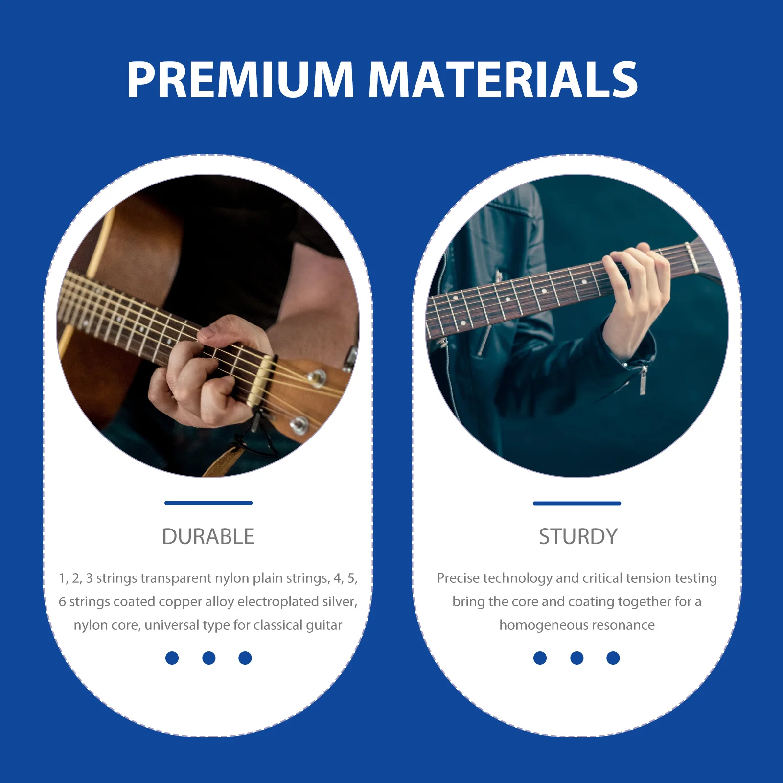 10Packs Nylon Core Silver Electroplated Classical Guitar Strings Durable Transparent Acoustic Folk Guitar Replacement Strings