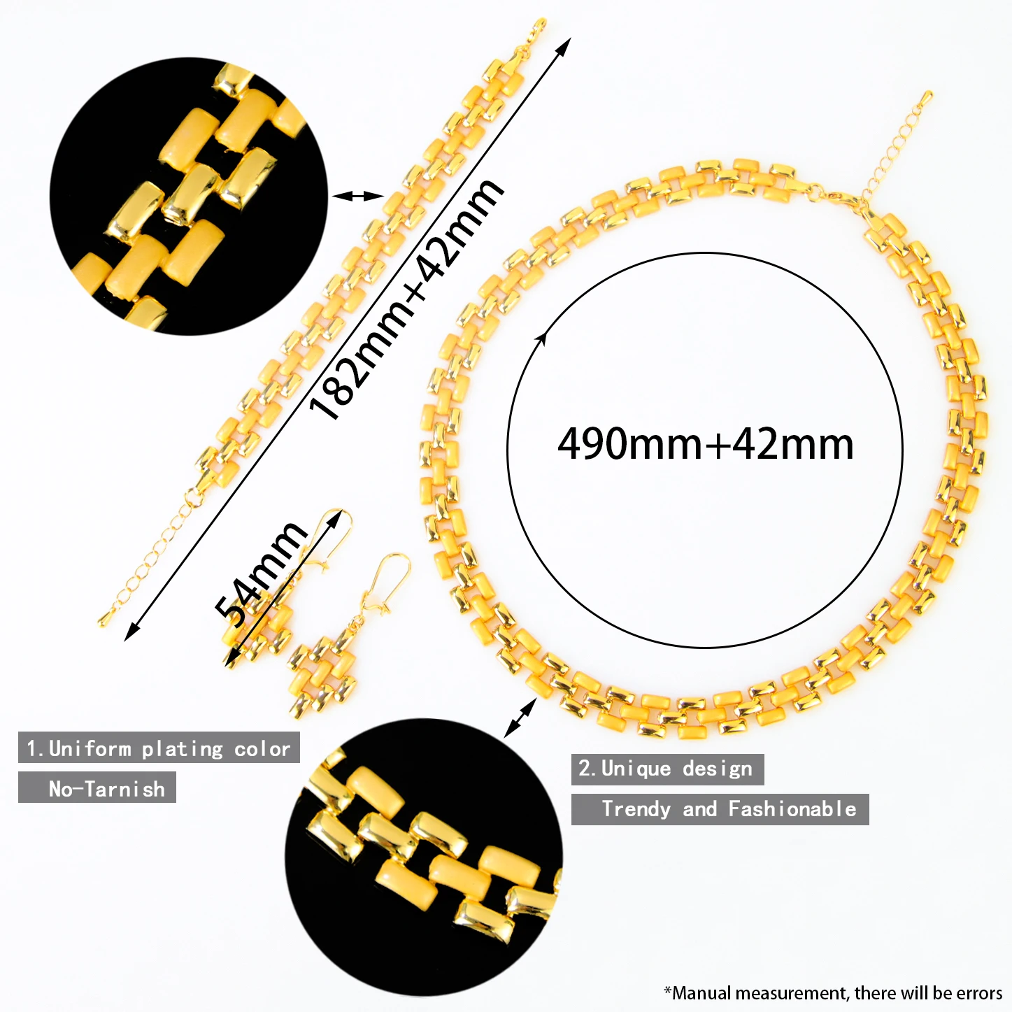 Äthiopisches Brautschmuck-Set, 24k vergoldet, hochwertige Halskette, Armband, Ohrringe, arabischer Schmuck für Damen, für Veranstaltungen und Partys – Detail 2