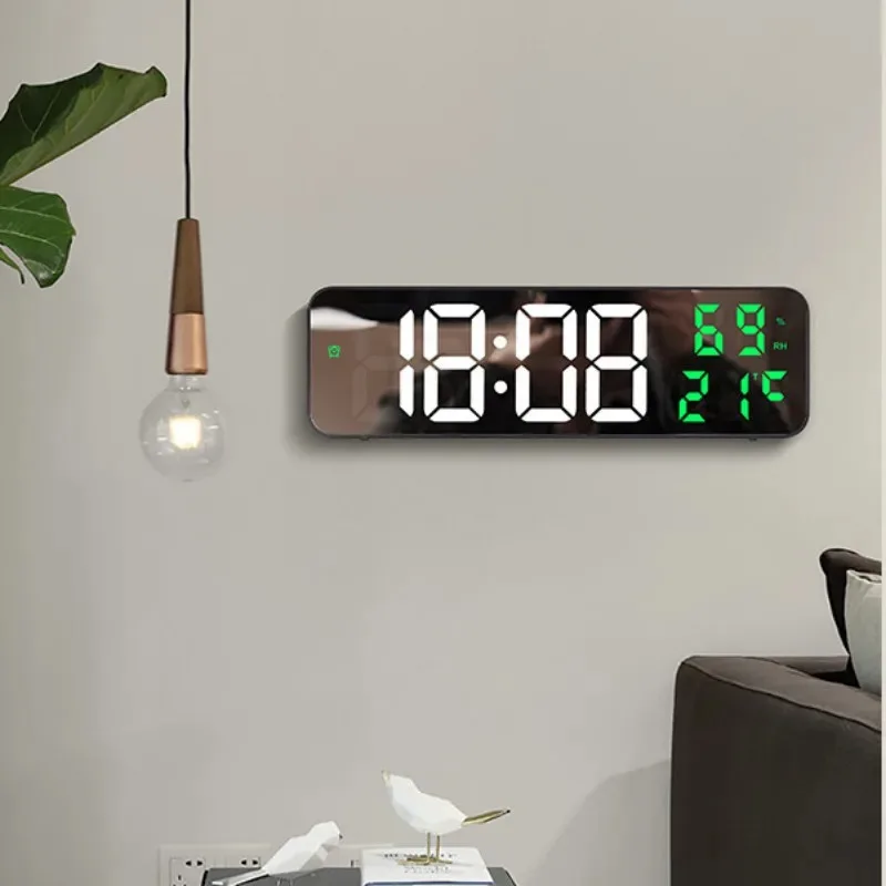 9 Polegada grande relógio de parede digital temperatura umidade modo noturno snooze 12/24h usb