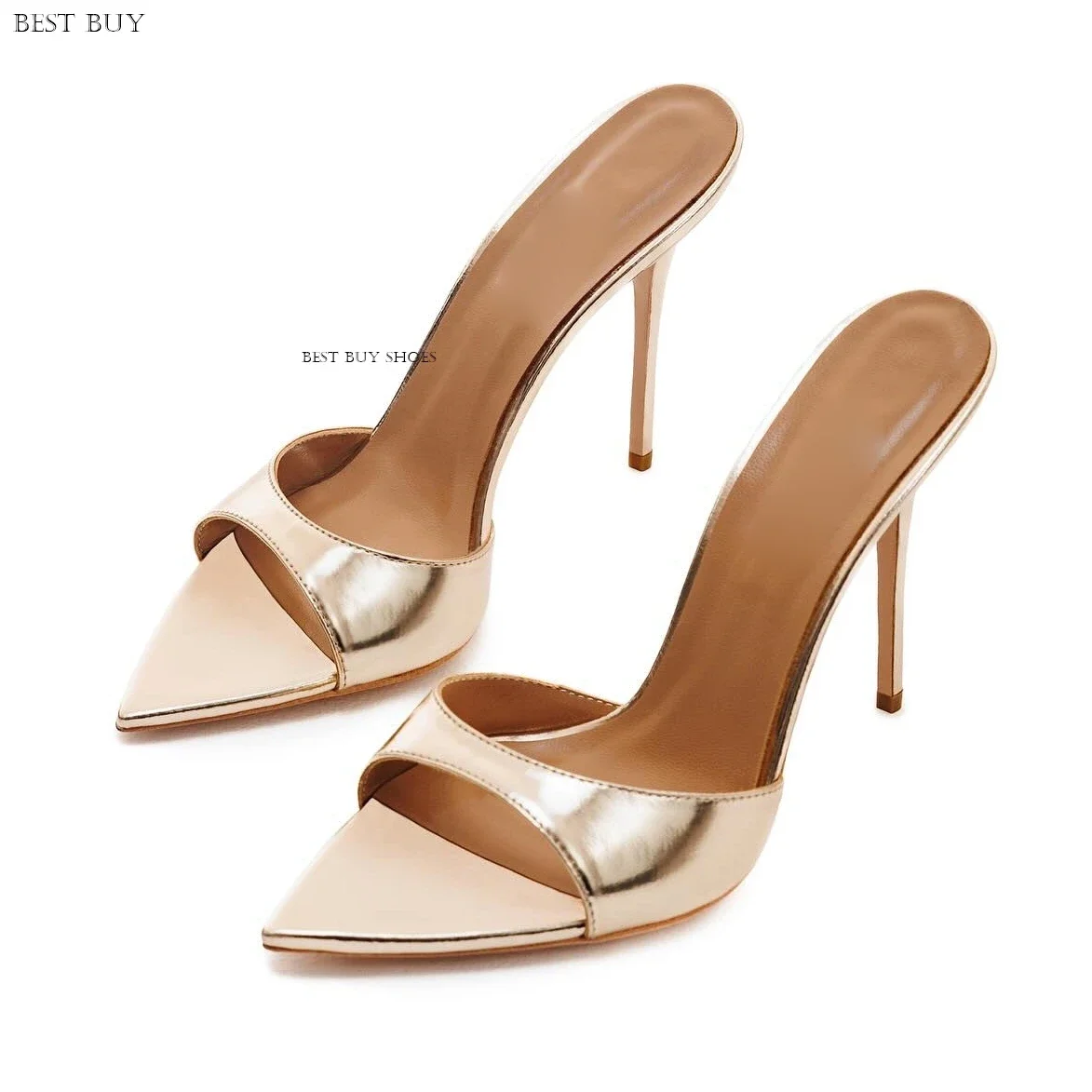 2024 Sandalias de verano de diseñador Stilettos Mujer sexy 12 cm Punta abierta Tacones altos finos Zapatillas OL Vacaciones Zapatos de vestir para mujer