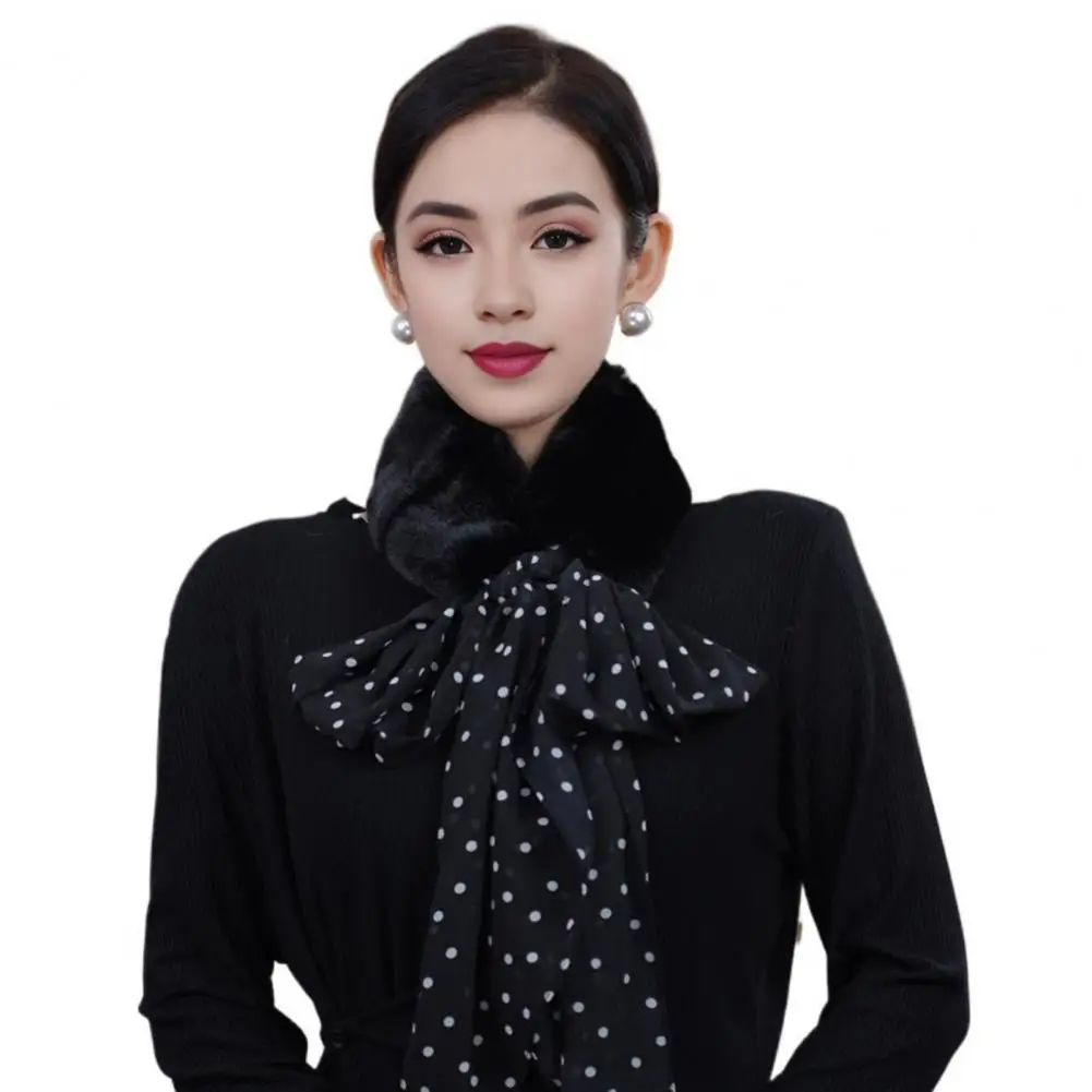 Women's Faux Fur Collar Scarf Winter Furry Self Tie Scarf Cold Weather Neck Warmer Wrap For Ladies Daily Wear Date Bufanda