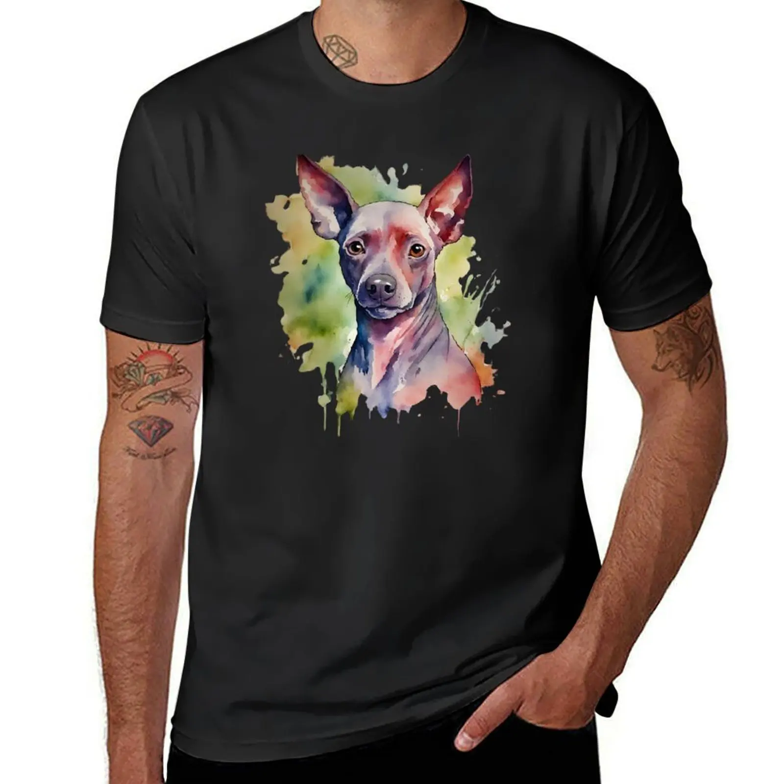 Красочная футболка Xoloitzcuintle, новое издание, быстросохнущие корейские модные простые мужские высокие футболки