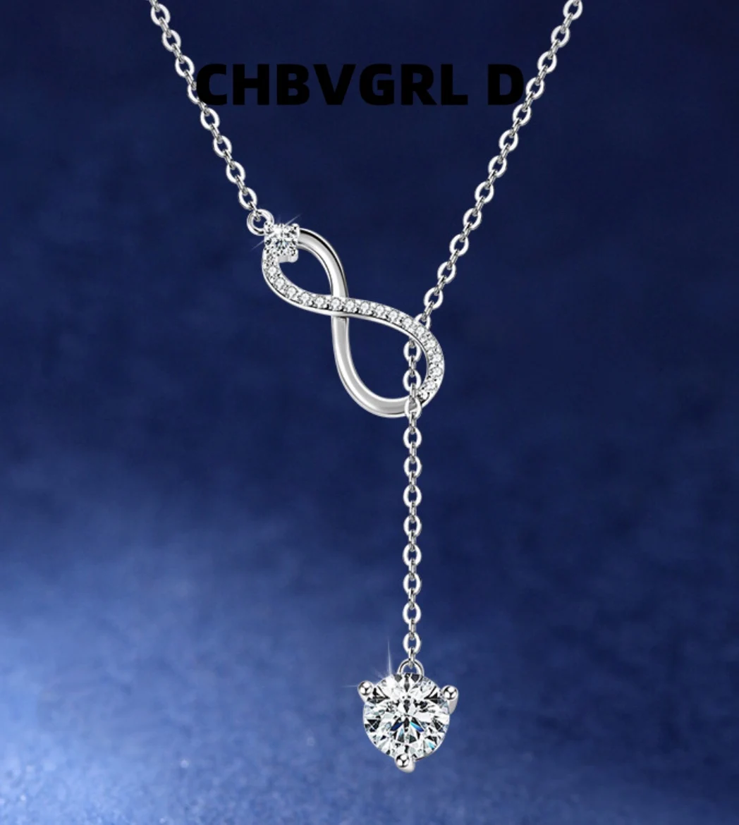 

[Lucky Unlimited] Moissanite Wireless Floral Drop Necklace Women's Fashion S925 Silver Design Necklace European and American Hot